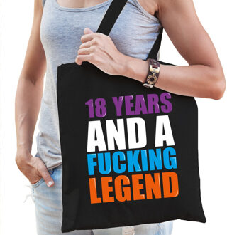 Bellatio Decorations 18 year legend kado tas zwart voor dames - Feest Boodschappentassen