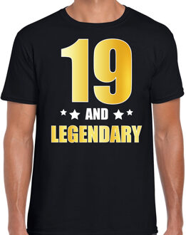 Bellatio Decorations 19 and legendary verjaardag cadeau t-shirt / shirt - zwart - gouden en witte letters - voor heren - 19 jaar verjaardag kado shirt / outfit 2XL