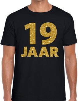 Bellatio Decorations 19 jaar goud glitter verjaardag kado shirt zwart heren 2XL