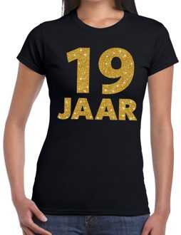 Bellatio Decorations 19 jaar goud glitter verjaardag kado shirt zwart  voor dames 2XL