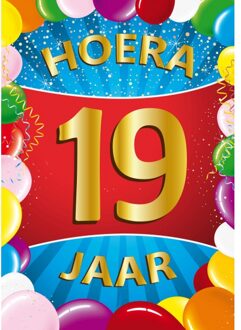 Bellatio Decorations 19 jaar mega deurposter 59 x 84 cm leeftijd verjaardag feestartikelen - Feestposters