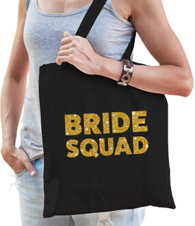 Bellatio Decorations 1x Bride Squad vrijgezellenfeest tasje zwart goud/ goodiebag dames