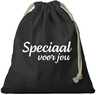 Bellatio Decorations 1x Canvas cadeautasje Speciaal voor jou zwart met koord 25 x 30 cm