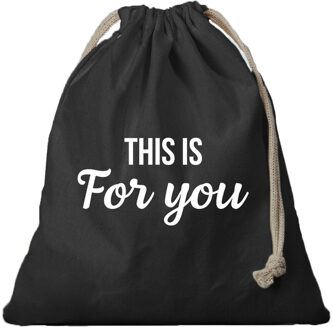 Bellatio Decorations 1x Canvas cadeautasje This is for you zwart met koord 25 x 30 cm
