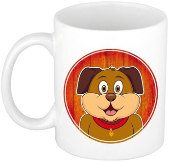 Bellatio Decorations 1x Hond beker / mok - 300 ml keramiek - honden dieren beker voor kinderen Multikleur