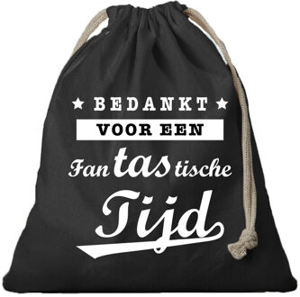 Bellatio Decorations 1x Katoenen tasje/ cadeautasje bedankt fantastische tijd zwart 25 x 30 cm - cadeauverpakking feest