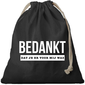 Bellatio Decorations 1x Katoenen tasje/ cadeautasje bedankt voor dat je er voor mij was zwart 25 x 30 cm - cadeauverpakking feest