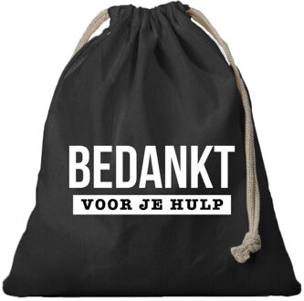 Bellatio Decorations 1x Katoenen tasje/ cadeautasje bedankt voor hulp zwart 25 x 30 cm - cadeauverpakking feest