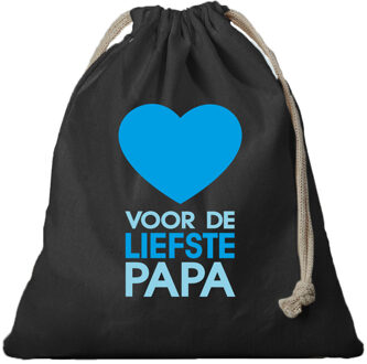 Bellatio Decorations 1x Katoenen vaderdag tasje/ cadeautasje Liefste Papa zwart 25 x 30 cm - cadeauverpakking feest