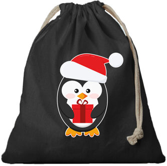 Bellatio Decorations 1x Kerst cadeauzak zwart Pinguin met koord voor als cadeauverpakking - cadeauverpakking kerst