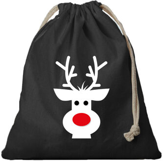Bellatio Decorations 1x Kerst cadeauzak zwart Rendier met koord voor als cadeauverpakking