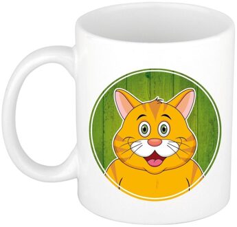 Bellatio Decorations 1x Rode katten beker / mok - 300 ml - poezen dieren mok voor kinderen Multikleur