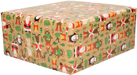 Bellatio Decorations 1x Rollen Kerst inpakpapier/cadeaupapier bruin 2,5 x 0,7 meter Beige