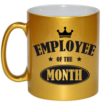 Bellatio Decorations 1x stuks collega cadeau mok / beker goud employee of the month - feest mokken Goudkleurig