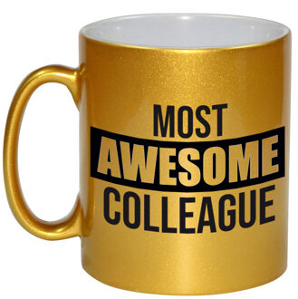 Bellatio Decorations 1x stuks collega cadeau mok / beker goud most awesome colleague