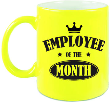 Bellatio Decorations 1x stuks collega cadeau mok / beker neon geel employee of the month - feest mokken