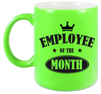 Bellatio Decorations 1x stuks collega cadeau mok / beker neon groen employee of the month - feest mokken