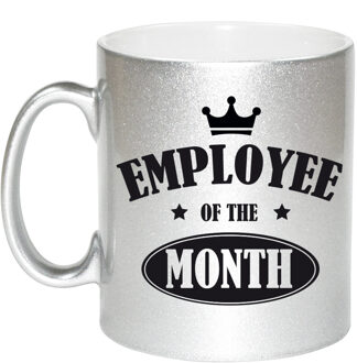 Bellatio Decorations 1x stuks collega cadeau mok / beker zilver employee of the month - feest mokken Zilverkleurig