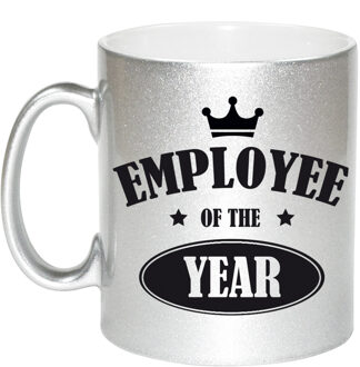 Bellatio Decorations 1x stuks collega cadeau mok / beker zilver employee of the year - feest mokken Zilverkleurig