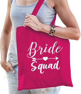 Bellatio Decorations 1x Vrijgezellenfeest Bride Squad tasje roze/ goodiebag dames Fuchsia