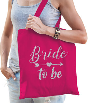 Bellatio Decorations 1x Vrijgezellenfeest Bride to be tasje roze/zilver goodiebag dames