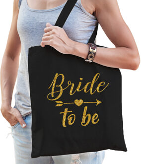 Bellatio Decorations 1x Vrijgezellenfeest Bride to be tasje zwart goud/ goodiebag dames