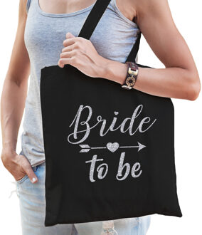 Bellatio Decorations 1x Vrijgezellenfeest Bride to be tasje zwart/zilver goodiebag dames