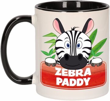 Bellatio Decorations 1x Zebra Paddy beker / mok - zwart met wit - 300 ml keramiek - zebra bekers Multikleur