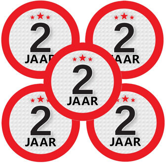 Bellatio Decorations 2 jaar leeftijd sticker - 10x - rond - Dia 9 cm - 2 jaar verjaardag - jubileum - leeftijd versiering