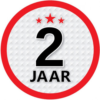 Bellatio Decorations 2 jaar leeftijd sticker - rond - Dia 15 cm - 2 jaar verjaardag - jubileum - leeftijd versiering Multi
