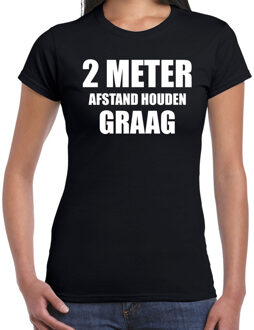 Bellatio Decorations 2 meter afstand houden graag coronavirus zwart voor dames XL