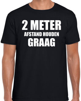 Bellatio Decorations 2 meter afstand houden graag coronavirus zwart voor heren 2XL