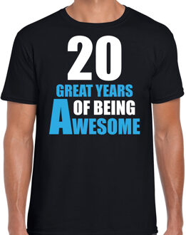 Bellatio Decorations 20 Great years of being awesome cadeau t-shirt zwart voor heren - 20 jaar verjaardag kado shirt / outfit 2XL