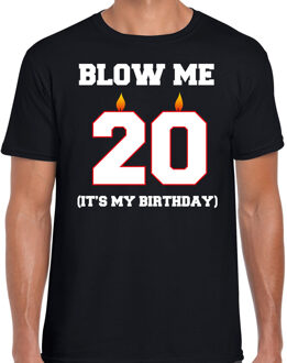 Bellatio Decorations 20 jaar cadeau t-shirt blow me its my birthday - zwart - heren - 20ste verjaardag kado 2XL