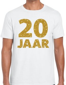 Bellatio Decorations 20 jaar goud glitter verjaardag/jubileum kado shirt wit heren S
