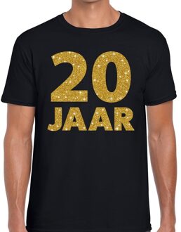 Bellatio Decorations 20 jaar goud glitter verjaardag/jubilieum kado shirt zwart heren L