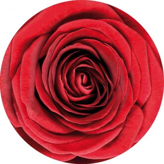 Bellatio Decorations 20 ronde onderzetters met rode roos