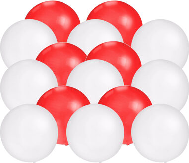 Bellatio Decorations 20x stuks groot formaat ballonnen - rood en wit - Diameter 60 cm