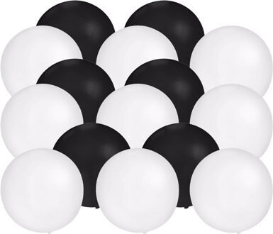 Bellatio Decorations 20x stuks groot formaat ballonnen - zwart en wit - Diameter 60 cm