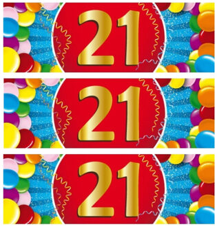 Bellatio Decorations 21 jaar leeftijd sticker - 10x - 19 x 6 cm - verjaardag - jubileum - versiering