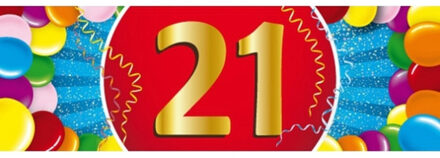 Bellatio Decorations 21 jaar leeftijd sticker 19 x 6 cm - 21 jaar verjaardag/jubileum versiering