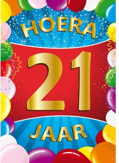 Bellatio Decorations 21 jaar mega deurposter 59 x 84 cm leeftijd verjaardag feestartikelen - Feestposters Multikleur