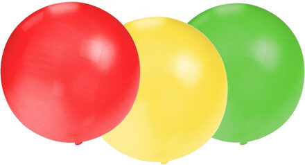 Bellatio Decorations 24x groot formaat ballonnen rood/groen/geel met diameter 60 cm