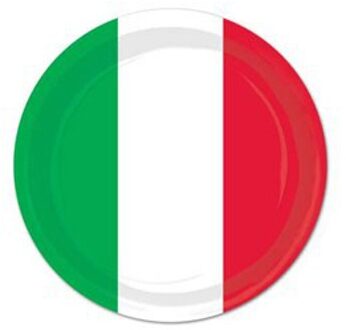 Bellatio Decorations 24x stuks Kartonnen bordjes Italie/Italiaanse vlag print 23 cm - Partybordjes Italie thema