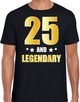 Bellatio Decorations 25 and legendary verjaardag cadeau t-shirt goud 25 jaar zwart voor heren