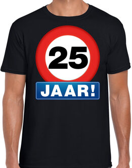 Bellatio Decorations 25 jaar geworden - Stopbord - verjaardag t-shirt - zwart - heren - Happy Birthday - kleding
