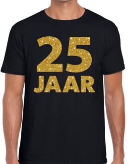 Bellatio Decorations 25 jaar goud glitter verjaardag/jubilieum kado shirt zwart heren