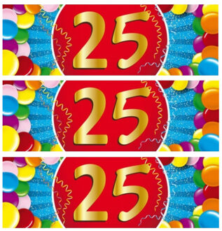 Bellatio Decorations 25 jaar leeftijd sticker - 10x - 19 x 6 cm - verjaardag - jubileum - versiering