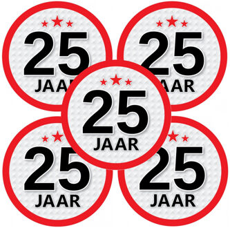 Bellatio Decorations 25 jaar leeftijd sticker - 10x - rond - Dia 15 cm - 25 jaar verjaardag - jubileum - leeftijd versier