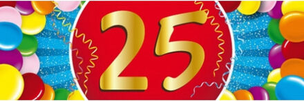 Bellatio Decorations 25 jaar leeftijd sticker - 19 x 6 cm - verjaardag - jubileum - versiering